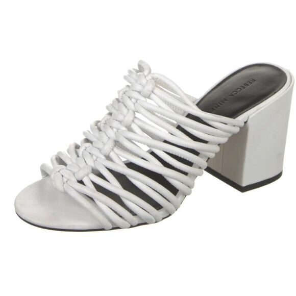 Rebecca Minkoff white knotted strap block heel sandals 6 - Picture 1 of 12